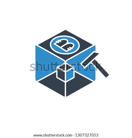 Cube Box Axe Bitcoin Mining Concept Stock Vector Royalty Free - 